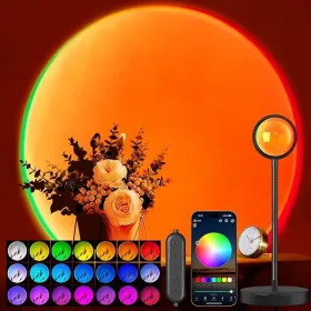 Sunset Lamp Projector with APP & Button Control, 360 Degree Rotation Multiple Colors Changing LED Lamp Night Light, Sunset Light for