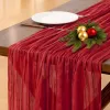 Red Fall Thanksgiving Cheesecloth Table Runner Boho Rustic Gauze 120 inch 10FT Cheese Cloth Runner for Wedding Party Baby Shower Birthday