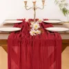 Red Fall Thanksgiving Cheesecloth Table Runner Boho Rustic Gauze 120 inch 10FT Cheese Cloth Runner for Wedding Party Baby Shower Birthday