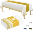 4 Pack Disposable Plastic Table Cloths for Parties,White and Gold Rectangle Table Covers for Fall Decor Wedding Bridal Shower Birthday |