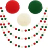 Christmas Pom Pom Garland Christmas Decorations for Tree Indoor Home Room Decor 3pk Cute Hanging Felt Ball Red White Green Pompom Bead