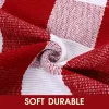 Christmas Red and White Plaid Rug, 28 x 43 Inches Cotton Hand-Woven Layered Door Mat for Front Porch, Entryway, Outdoor Holiday Decor