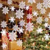 OuMuaMua Winter Christmas Hanging Snowflake Decorations, 12PCS Snowflakes Garland & 12PCS 3D Glittery Large White Snowflake for Christmas