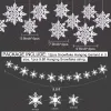 OuMuaMua Winter Christmas Hanging Snowflake Decorations, 12PCS Snowflakes Garland & 12PCS 3D Glittery Large White Snowflake for Christmas