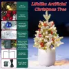50 LED Lifelike Artificial Christmas Tree - 8 Lighting Modes, Auto 6H/18H Timer & IP44 Waterproof, Battery Operated Mini Tree with Red