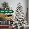 6ft Flocked Scarecrow-Shaped Christmas Tree with 270 Warm White LED Lights, 594 PVC Memory Wire Tips,Power Pole & Hinged Structure –