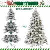 6ft Flocked Scarecrow-Shaped Christmas Tree with 270 Warm White LED Lights, 594 PVC Memory Wire Tips,Power Pole & Hinged Structure –