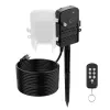 Outdoor Power Stake, 50FT Extension Cord, Outdoor Power Strip Weatherproof with Cover, Remote Control Dusk to Dawn Light Timer Waterproof