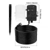 Outdoor Power Stake, 50FT Extension Cord, Outdoor Power Strip Weatherproof with Cover, Remote Control Dusk to Dawn Light Timer Waterproof