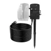 Outdoor Power Stake, 50FT Extension Cord, Outdoor Power Strip Weatherproof with Cover, Remote Control Dusk to Dawn Light Timer Waterproof