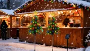 2Pack Solar Christmas Tree Lights 37.4in - 100 LED 4 Colors 8 Modes, IP44 Waterproof Outdoor Pathway Decor with Ornaments