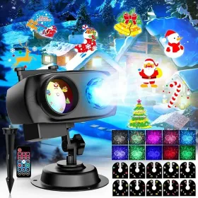 2025 Upgrade Christmas Projector Lights Outdoor, 10HD Slides&10 Colors Ocean Wave Holiday Projector Light with Remote Control, Christmas