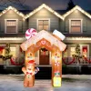 8FT Tall Christmas Gingerbread Inflatable - Blow Up Yard Decor with LED Lights, Electric Blower, Secure Stakes & Storage Bag - Indoor