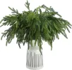 12 Pcs 18 Inch Christmas Norfolk Pine Branches, Lifelike Bendable Non-Shedding Greenery Stems Faux Pine Picks for Christmas Mantel