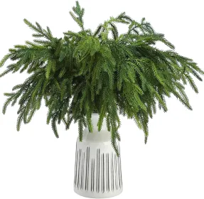 12 Pcs 18 Inch Christmas Norfolk Pine Branches, Lifelike Bendable Non-Shedding Greenery Stems Faux Pine Picks for Christmas Mantel