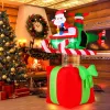 6 Feet Christmas Inflatables Blowup Santa Flying Airplane with with 3 LED Lights and Built-In Blower