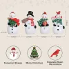 Christmas Decorations Indoor, 4 PCS Resin Snowman Ornaments for Christmas Table Decor, Farmhouse Rustic Miniature Collectible Figurines for