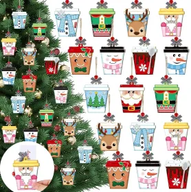 20 Pcs Christmas Card Money Gift Holder Ornaments Wooden Christmas Tree Nutcracker Cocoa Gingerbread Snowman Santa Claus Money Gift Card