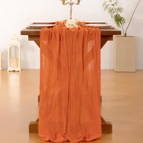 Orange Fall Thanksgiving Cheesecloth Table Runner Boho Rustic Gauze 120 inch 10FT Cheese Cloth Runner for Wedding Party Baby Shower
