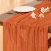 Orange Fall Thanksgiving Cheesecloth Table Runner Boho Rustic Gauze 120 inch 10FT Cheese Cloth Runner for Wedding Party Baby Shower