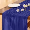 Royal Blue Fall Thanksgiving Cheesecloth Table Runner Boho Rustic Gauze 120 inch 10FT Cheese Cloth Runner for Wedding Party Baby Shower