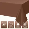 3Pcs Brown Plastic Tablecloths for Rectangle Tables,Disposable Chocolate Table Cloth,Waterproof Tan Table Cover for Fall Thanksgiving