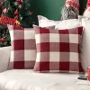 Pack of 2 Christmas Classic Farmhouse Buffalo Check Plaids Linen Soft Soild Decorative Square Porch Throw Pillow Covers Home Decor Cushion