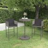 3 Piece Patio Bar Set with Cushions Poly Rattan Gray