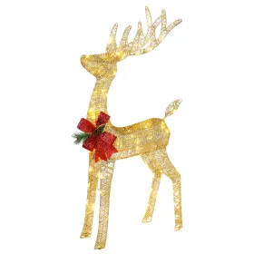 Lighted Christmas Reindeer Outdoor Decorations, Weather Proof 4ft Santa's Sleigh Reindeer Christmas Ornament Indoor Home Decor Pre-lit 90