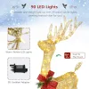 Lighted Christmas Reindeer Outdoor Decorations, Weather Proof 4ft Santa's Sleigh Reindeer Christmas Ornament Indoor Home Decor Pre-lit 90
