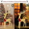 Lighted Christmas Reindeer Outdoor Decorations, Weather Proof 4ft Santa's Sleigh Reindeer Christmas Ornament Indoor Home Decor Pre-lit 90