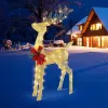 Lighted Christmas Reindeer Outdoor Decorations, Weather Proof 4ft Santa's Sleigh Reindeer Christmas Ornament Indoor Home Decor Pre-lit 90