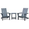 3Pcs Outdoor Adirondack Chairs Patio Lawn Chairs with Side Table,for Deck Garden Backyard Balcony,Dark Grey