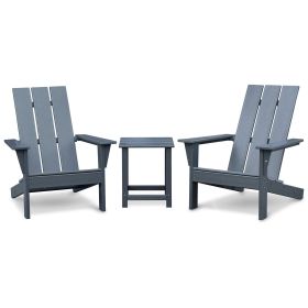 3Pcs Outdoor Adirondack Chairs Patio Lawn Chairs with Side Table,for Deck Garden Backyard Balcony,Dark Grey