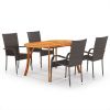 5 Piece Patio Dining Set Brown