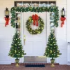 4 Pieces Christmas Decoration Set with Garland Wreath and Entrance Trees