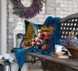 Welsh Springer Spaniel and Santa Claus Throw Pillow Machine Washable, Indoor Outdoor Decorative Pillow for Couch, Bed or Patio, 18Hx18W