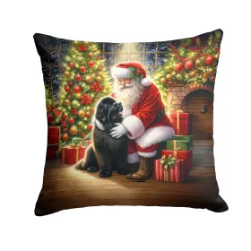 Newfoundland and Santa Claus Throw Pillow Machine Washable, Indoor Outdoor Decorative Pillow for Couch, Bed or Patio, 18Hx18W