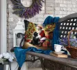 Newfoundland and Santa Claus Throw Pillow Machine Washable, Indoor Outdoor Decorative Pillow for Couch, Bed or Patio, 18Hx18W