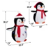 2-Piece Lighted Plush Penguins Christmas Yard Decorations, Set of 2 Pre-lit Pull Up Penguins with 150 Warm White LEDs, Multi-color Light