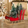 3 FT Christmas Metal Sleigh Decoration Santa Sleigh with 2-Tier Storage Shelf
