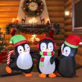 Christmas Inflatable Penguins Family with Built-in LED Lights