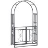 Outsunny 81" Metal Garden Arbor with Double Doors, Locking Gate, Climbing Vine Frame with Heart Motifs, Arch for Wedding, Bridal Party Decoration, Gre