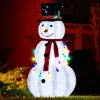 4FT Lighted Snowman Christmas Yard Decorations, Pre-lit Pull Up Snowman with 100 White LEDs, Multi-color Light String and Stakes for Xmas