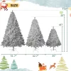 6FT Sliver Pre-Lit Artificial Christmas Tree, Hinged Full Tree with Metal Stand, 800 Branch Tips, 300 LED Lights,11 Lighting Modes, Holiday