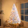 6FT Sliver Pre-Lit Artificial Christmas Tree, Hinged Full Tree with Metal Stand, 800 Branch Tips, 300 LED Lights,11 Lighting Modes, Holiday