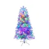 6FT Sliver Pre-Lit Artificial Christmas Tree, Hinged Full Tree with Metal Stand, 800 Branch Tips, 300 LED Lights,11 Lighting Modes, Holiday
