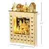 Christmas Advent Calendar, Wooden Countdown to Christmas Table Decoration with 24 Drawers, Lights, Battery Operated