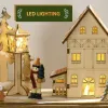Christmas Advent Calendar, Wooden Countdown to Christmas Table Decoration with 24 Drawers, Lights, Battery Operated