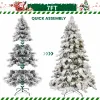 7ft Prelit Snow Flocked Christmas Tree with 360 Warm White Lights for Bedroom Living Room Indoor Outdoor